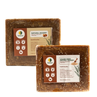 Natural and Sesame Jaggery Block Combo (800gm each)