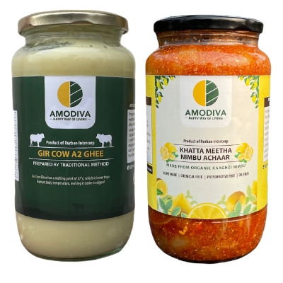 Gir Cow A2 Ghee (1 ltr) & Kagzi Nimbu Achaar (1.2 kg)